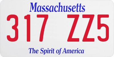 MA license plate 317ZZ5