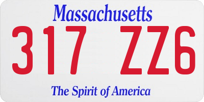 MA license plate 317ZZ6