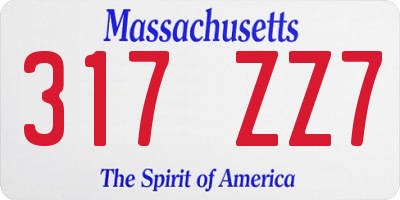 MA license plate 317ZZ7