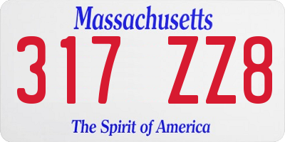 MA license plate 317ZZ8