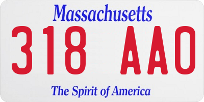 MA license plate 318AA0