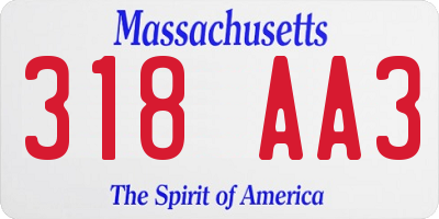 MA license plate 318AA3