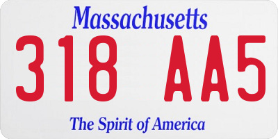 MA license plate 318AA5