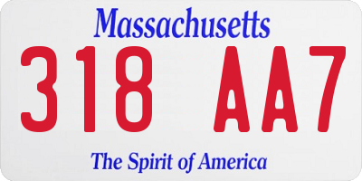 MA license plate 318AA7