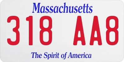 MA license plate 318AA8