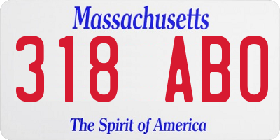 MA license plate 318AB0