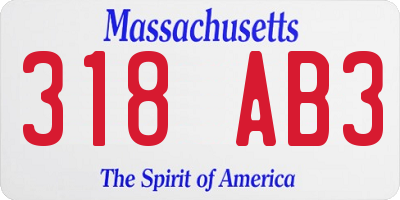 MA license plate 318AB3