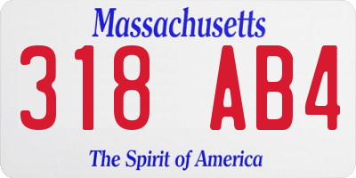 MA license plate 318AB4