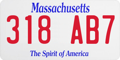 MA license plate 318AB7