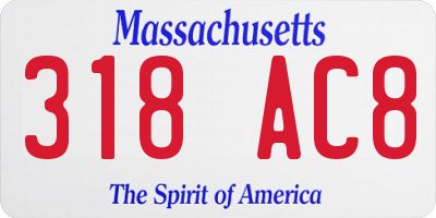 MA license plate 318AC8