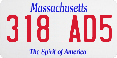 MA license plate 318AD5