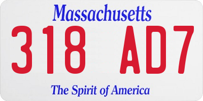 MA license plate 318AD7