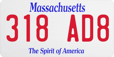 MA license plate 318AD8