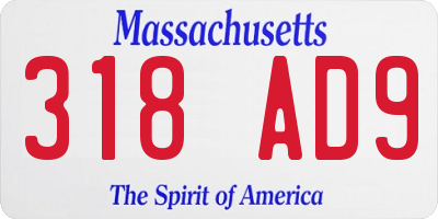 MA license plate 318AD9