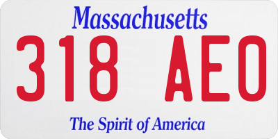 MA license plate 318AE0