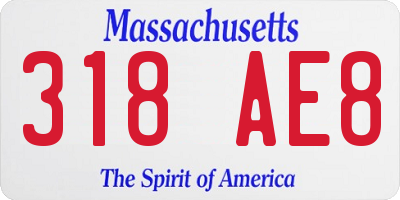 MA license plate 318AE8