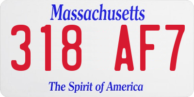 MA license plate 318AF7