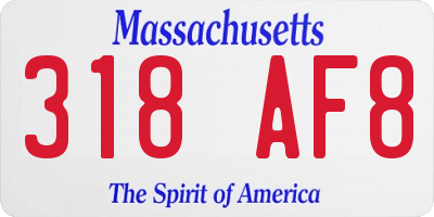 MA license plate 318AF8