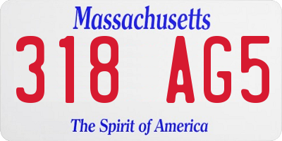 MA license plate 318AG5