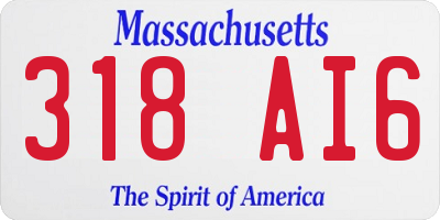 MA license plate 318AI6