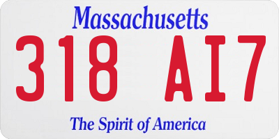 MA license plate 318AI7