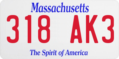 MA license plate 318AK3