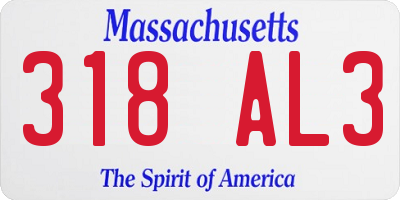 MA license plate 318AL3
