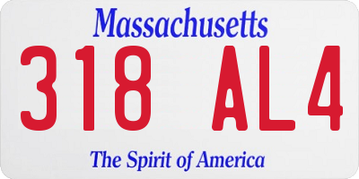 MA license plate 318AL4