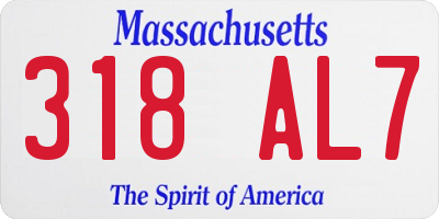 MA license plate 318AL7
