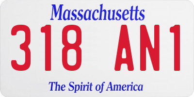 MA license plate 318AN1