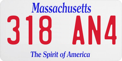 MA license plate 318AN4