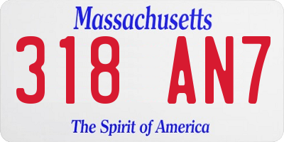 MA license plate 318AN7