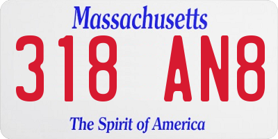 MA license plate 318AN8