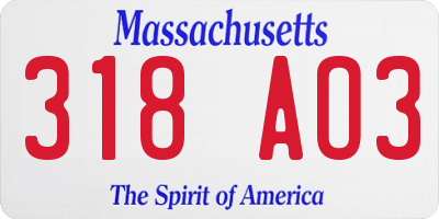 MA license plate 318AO3