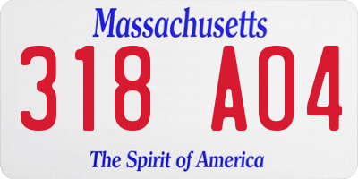 MA license plate 318AO4