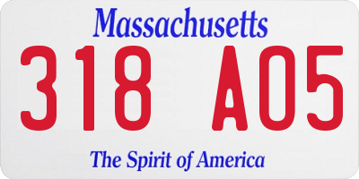 MA license plate 318AO5