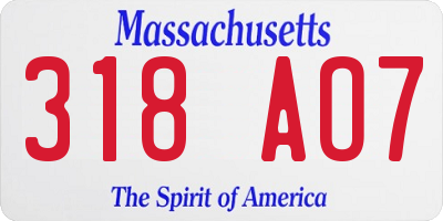 MA license plate 318AO7