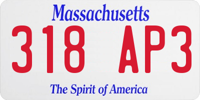 MA license plate 318AP3