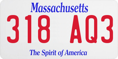 MA license plate 318AQ3