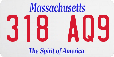 MA license plate 318AQ9
