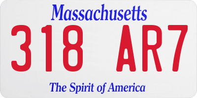 MA license plate 318AR7