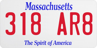 MA license plate 318AR8