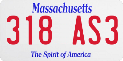 MA license plate 318AS3