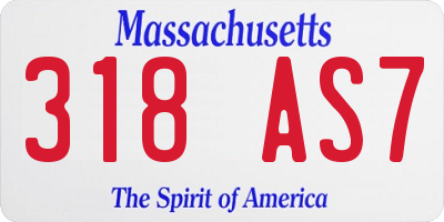 MA license plate 318AS7