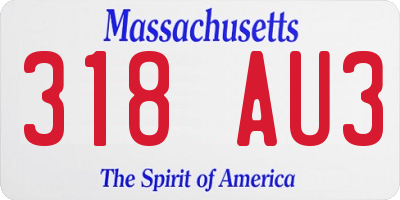MA license plate 318AU3