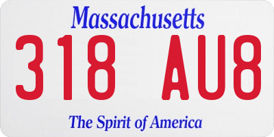 MA license plate 318AU8