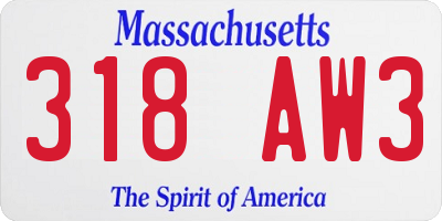 MA license plate 318AW3