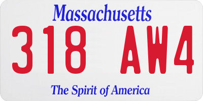 MA license plate 318AW4