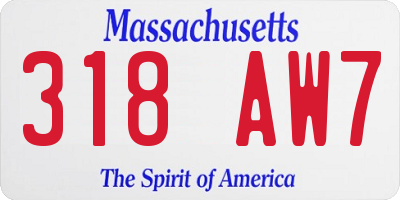 MA license plate 318AW7