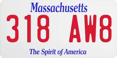 MA license plate 318AW8